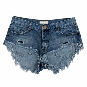 Mid Wash Rollers Frayed Hem Distressed